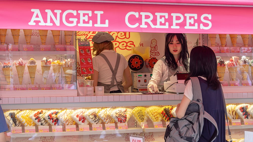 Cafe Crepe Angels Heart in Takeshita Street. Opened in 1977, this shop is considered the oldest crepe shop in Harajuku
